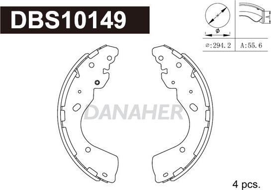 Danaher DBS10149 - Комплект гальм, барабанний механізм autozip.com.ua