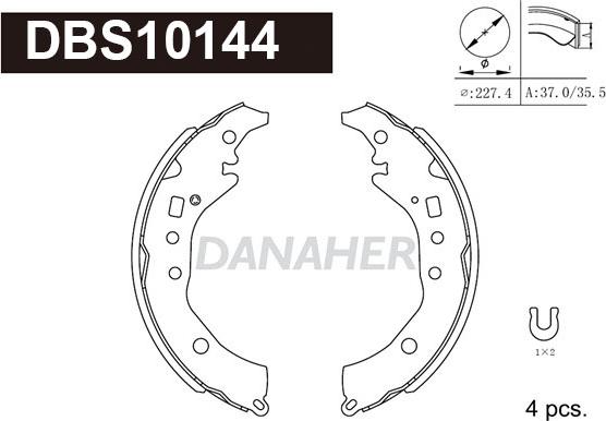 Danaher DBS10144 - Комплект гальм, барабанний механізм autozip.com.ua