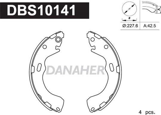 Danaher DBS10141 - Комплект гальм, барабанний механізм autozip.com.ua