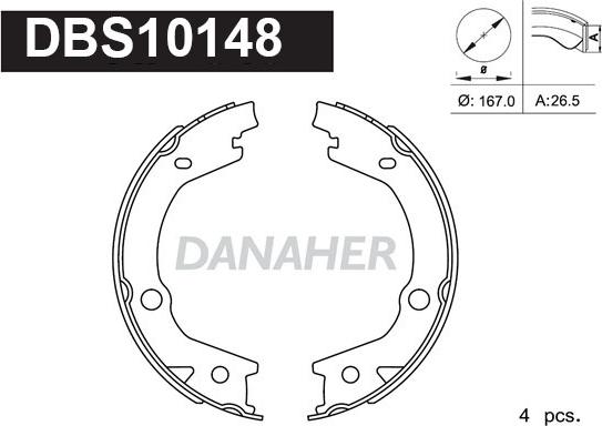 Danaher DBS10148 - Комплект гальм, ручник, парковка autozip.com.ua