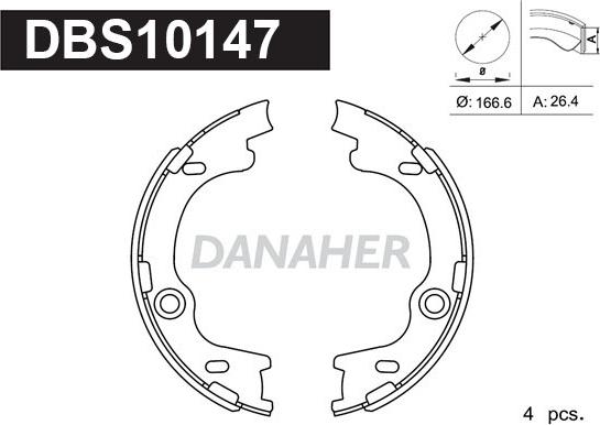 Danaher DBS10147 - Комплект гальм, ручник, парковка autozip.com.ua