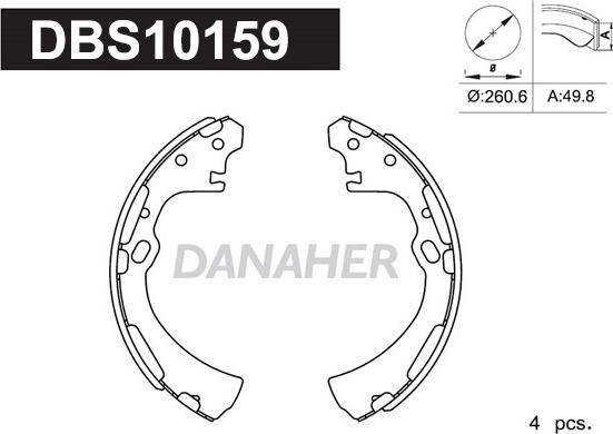 Danaher DBS10159 - Комплект гальм, барабанний механізм autozip.com.ua