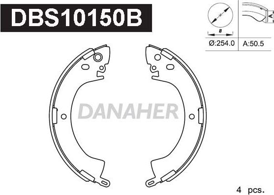 Danaher DBS10150B - Комплект гальм, барабанний механізм autozip.com.ua
