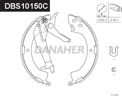 Danaher DBS10150C - Комплект гальм, барабанний механізм autozip.com.ua