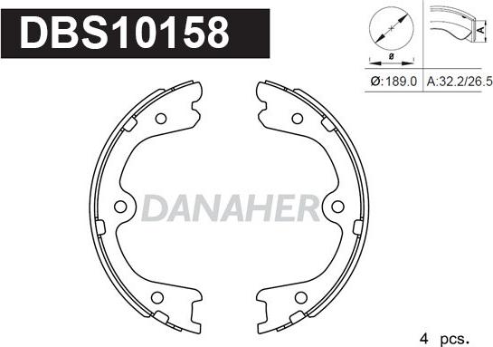 Danaher DBS10158 - Комплект гальм, ручник, парковка autozip.com.ua