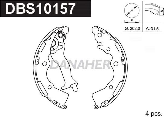 Danaher DBS10157 - Комплект гальм, барабанний механізм autozip.com.ua