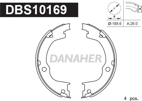 Danaher DBS10169 - Комплект гальм, ручник, парковка autozip.com.ua