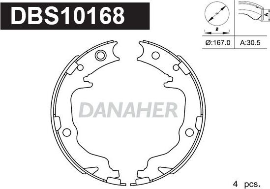Danaher DBS10168 - Комплект гальм, ручник, парковка autozip.com.ua