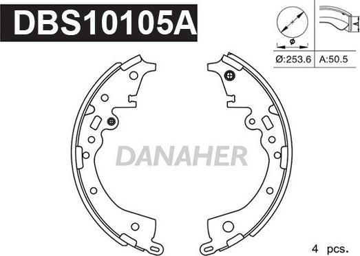 Danaher DBS10105A - Комплект гальм, барабанний механізм autozip.com.ua