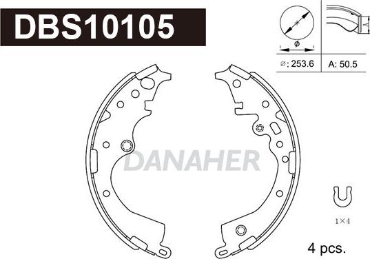 Danaher DBS10105 - Комплект гальм, барабанний механізм autozip.com.ua