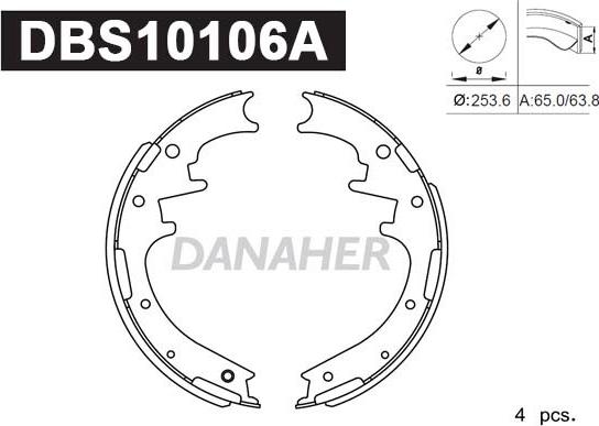 Danaher DBS10106A - Комплект гальм, барабанний механізм autozip.com.ua