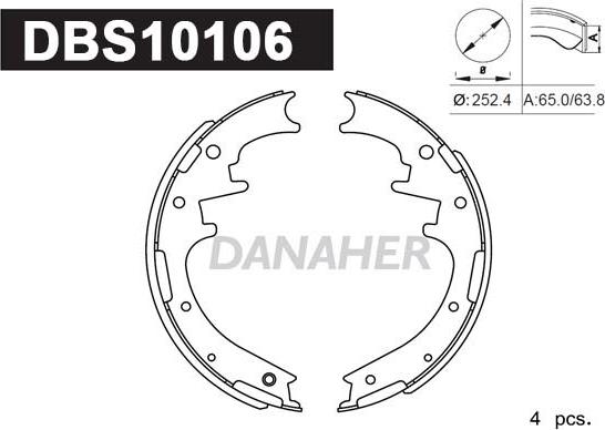 Danaher DBS10106 - Комплект гальм, барабанний механізм autozip.com.ua