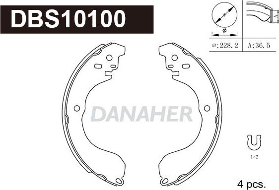 Danaher DBS10100 - Комплект гальм, барабанний механізм autozip.com.ua