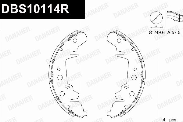 Danaher DBS10114R - Комплект гальм, барабанний механізм autozip.com.ua