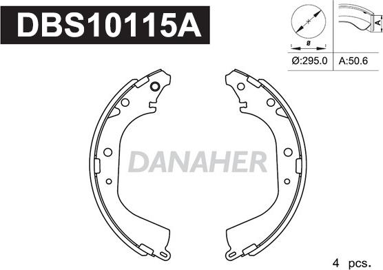 Danaher DBS10115A - Комплект гальм, барабанний механізм autozip.com.ua