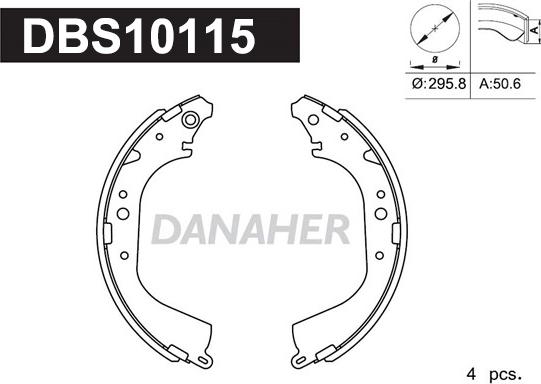 Danaher DBS10115 - Комплект гальм, барабанний механізм autozip.com.ua
