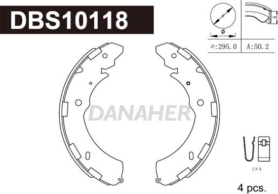 Danaher DBS10118 - Комплект гальм, барабанний механізм autozip.com.ua