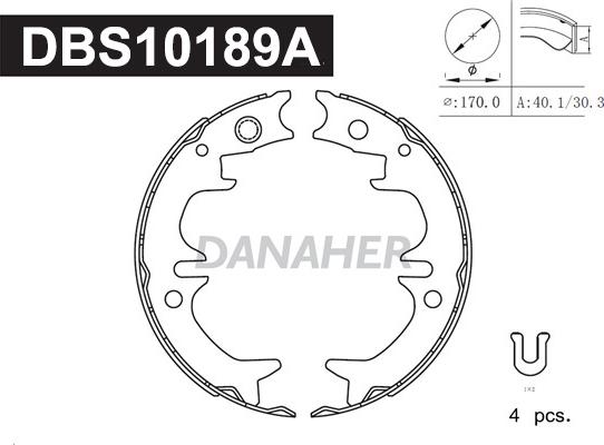 Danaher DBS10189A - Комплект гальм, ручник, парковка autozip.com.ua
