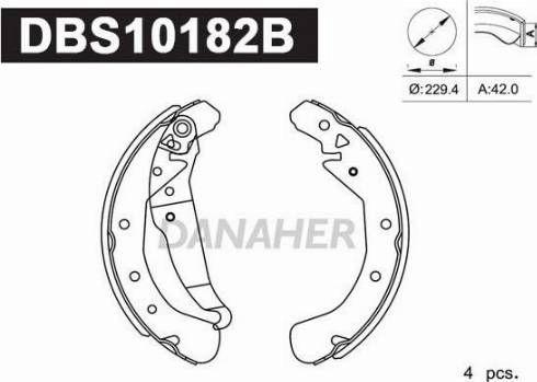 Danaher DBS10182B - Комплект гальм, барабанний механізм autozip.com.ua