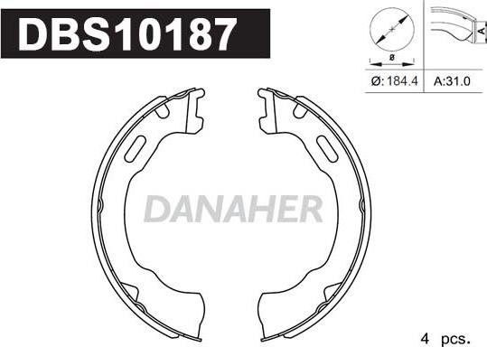 Danaher DBS10187 - Комплект гальм, ручник, парковка autozip.com.ua
