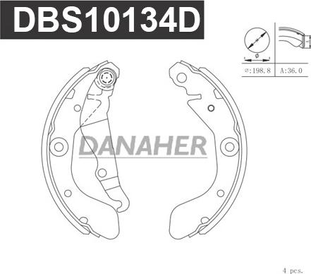 Danaher DBS10134D - Комплект гальм, барабанний механізм autozip.com.ua