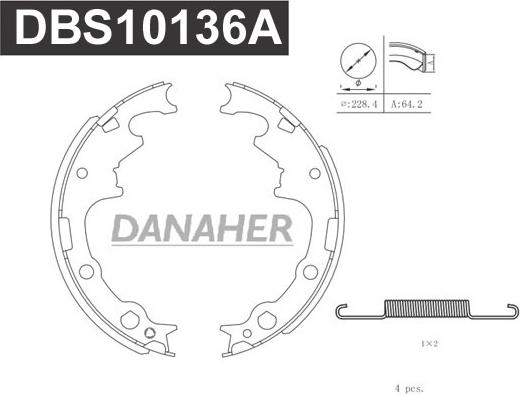 Danaher DBS10136A - Комплект гальм, барабанний механізм autozip.com.ua