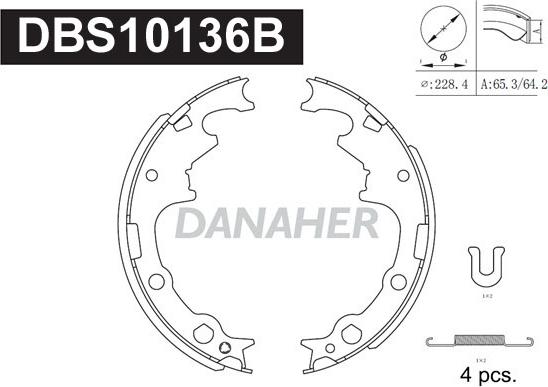 Danaher DBS10136B - Комплект гальм, барабанний механізм autozip.com.ua
