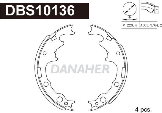 Danaher DBS10136 - Комплект гальм, барабанний механізм autozip.com.ua