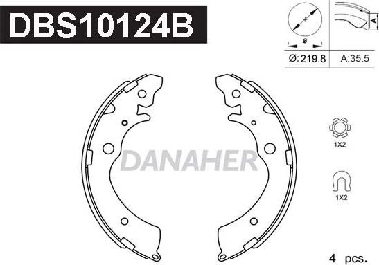 Danaher DBS10124B - Комплект гальм, барабанний механізм autozip.com.ua