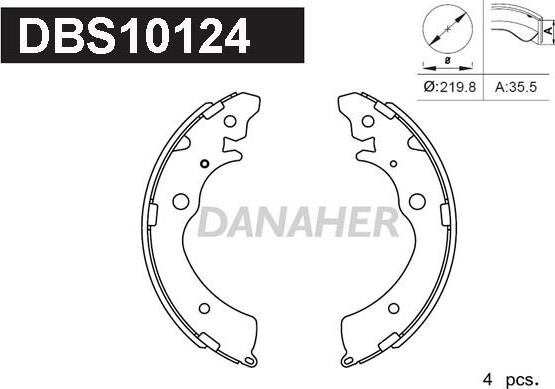 Danaher DBS10124 - Комплект гальм, барабанний механізм autozip.com.ua