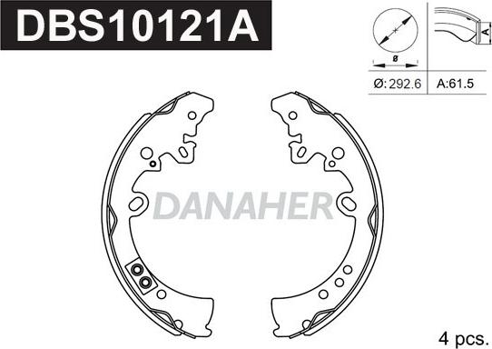 Danaher DBS10121A - Комплект гальм, барабанний механізм autozip.com.ua