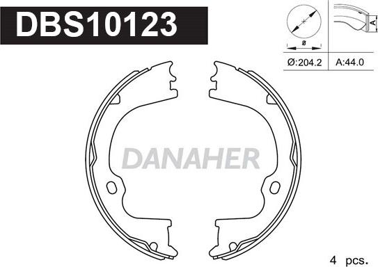 Danaher DBS10123 - Комплект гальм, ручник, парковка autozip.com.ua