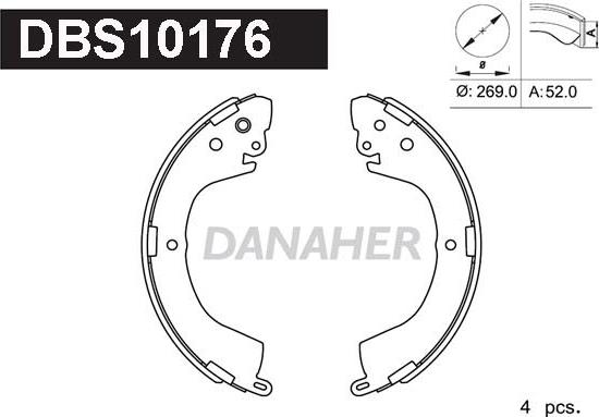 Danaher DBS10176 - Комплект гальм, барабанний механізм autozip.com.ua
