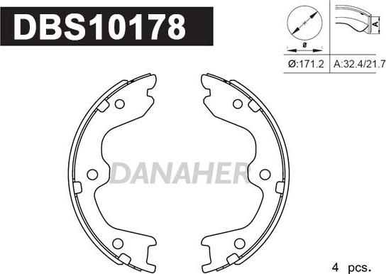 Danaher DBS10178 - Комплект гальм, ручник, парковка autozip.com.ua