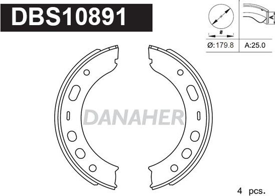 Danaher DBS10891 - Комплект гальм, ручник, парковка autozip.com.ua