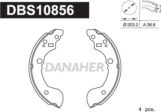 Danaher DBS10856 - Комплект гальм, барабанний механізм autozip.com.ua