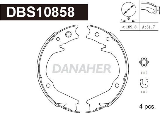 Danaher DBS10858 - Комплект гальм, ручник, парковка autozip.com.ua