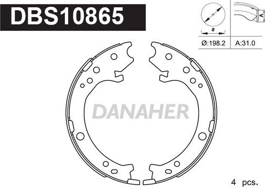 Danaher DBS10865 - Комплект гальм, ручник, парковка autozip.com.ua