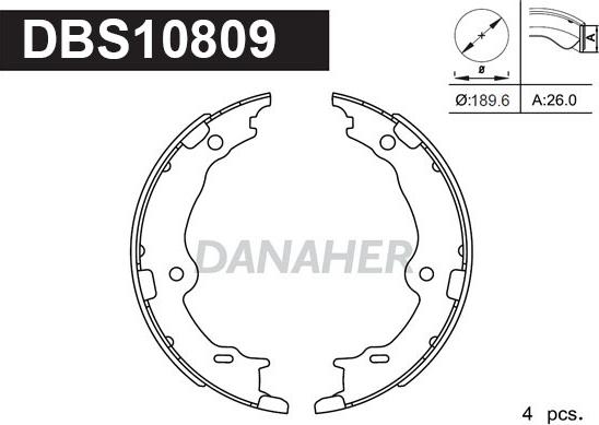 Danaher DBS10809 - Комплект гальм, ручник, парковка autozip.com.ua