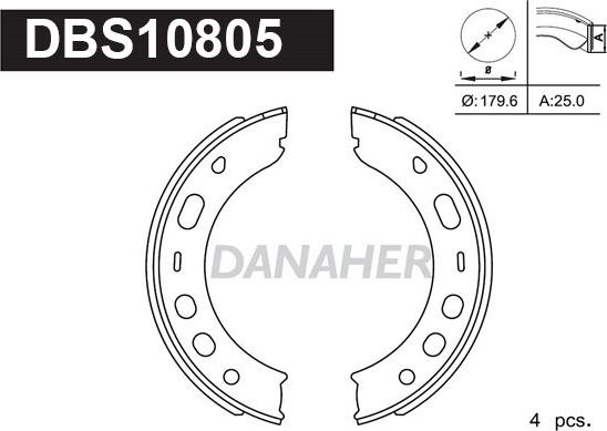 Danaher DBS10805 - Комплект гальм, ручник, парковка autozip.com.ua