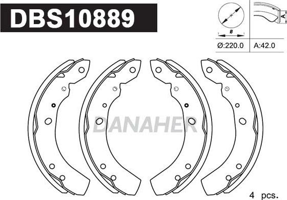 Danaher DBS10889 - Комплект гальм, барабанний механізм autozip.com.ua