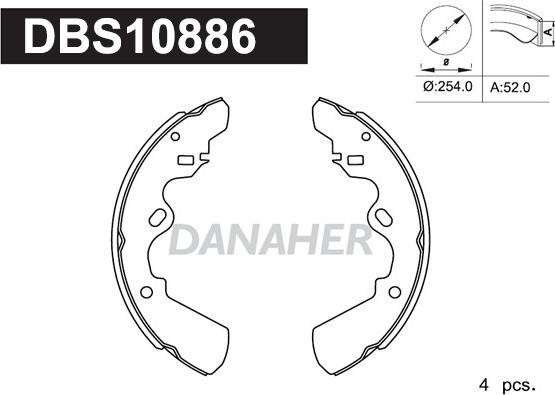 Danaher DBS10886 - Комплект гальм, барабанний механізм autozip.com.ua