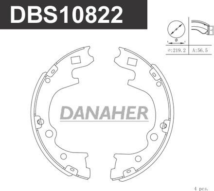 Danaher DBS10822 - Комплект гальм, барабанний механізм autozip.com.ua