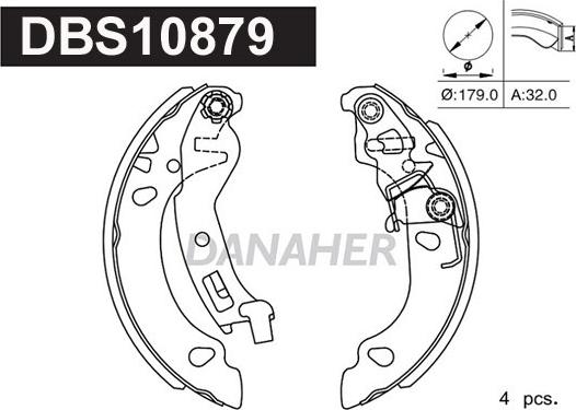 Danaher DBS10879 - Комплект гальм, барабанний механізм autozip.com.ua