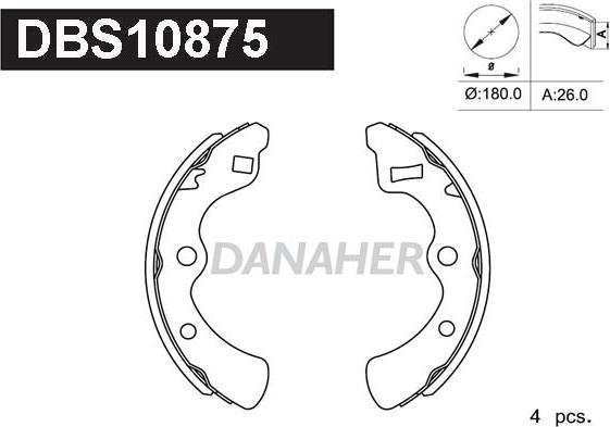 Danaher DBS10875 - Комплект гальм, барабанний механізм autozip.com.ua