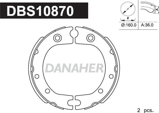 Danaher DBS10870 - Комплект гальм, ручник, парковка autozip.com.ua