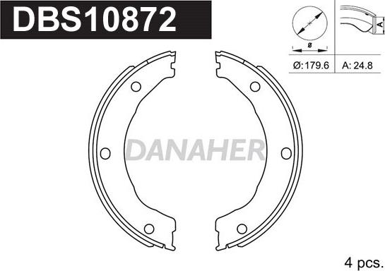 Danaher DBS10872 - Комплект гальм, ручник, парковка autozip.com.ua