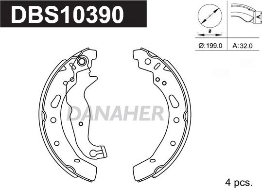 Danaher DBS10390 - Комплект гальм, барабанний механізм autozip.com.ua