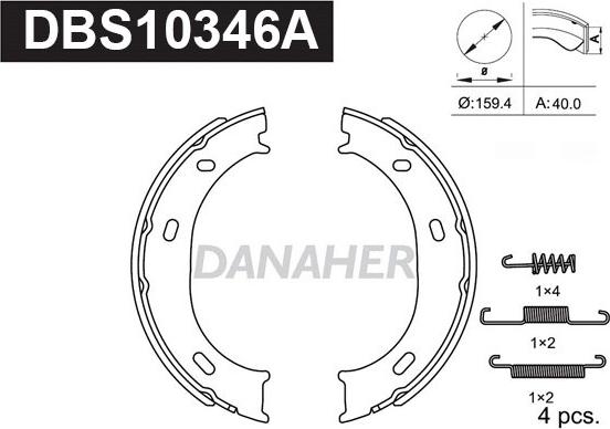 Danaher DBS10346A - Комплект гальм, ручник, парковка autozip.com.ua