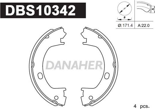 Danaher DBS10342 - Комплект гальм, ручник, парковка autozip.com.ua